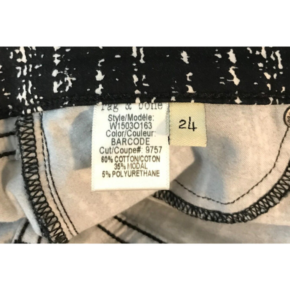 Rag & Bone Jean Black/White Barcode Print Stretch Leggings - Size 24 - NWT - Picture 11 of 12